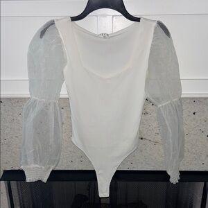 White Sheer Sleeve Bodysuit